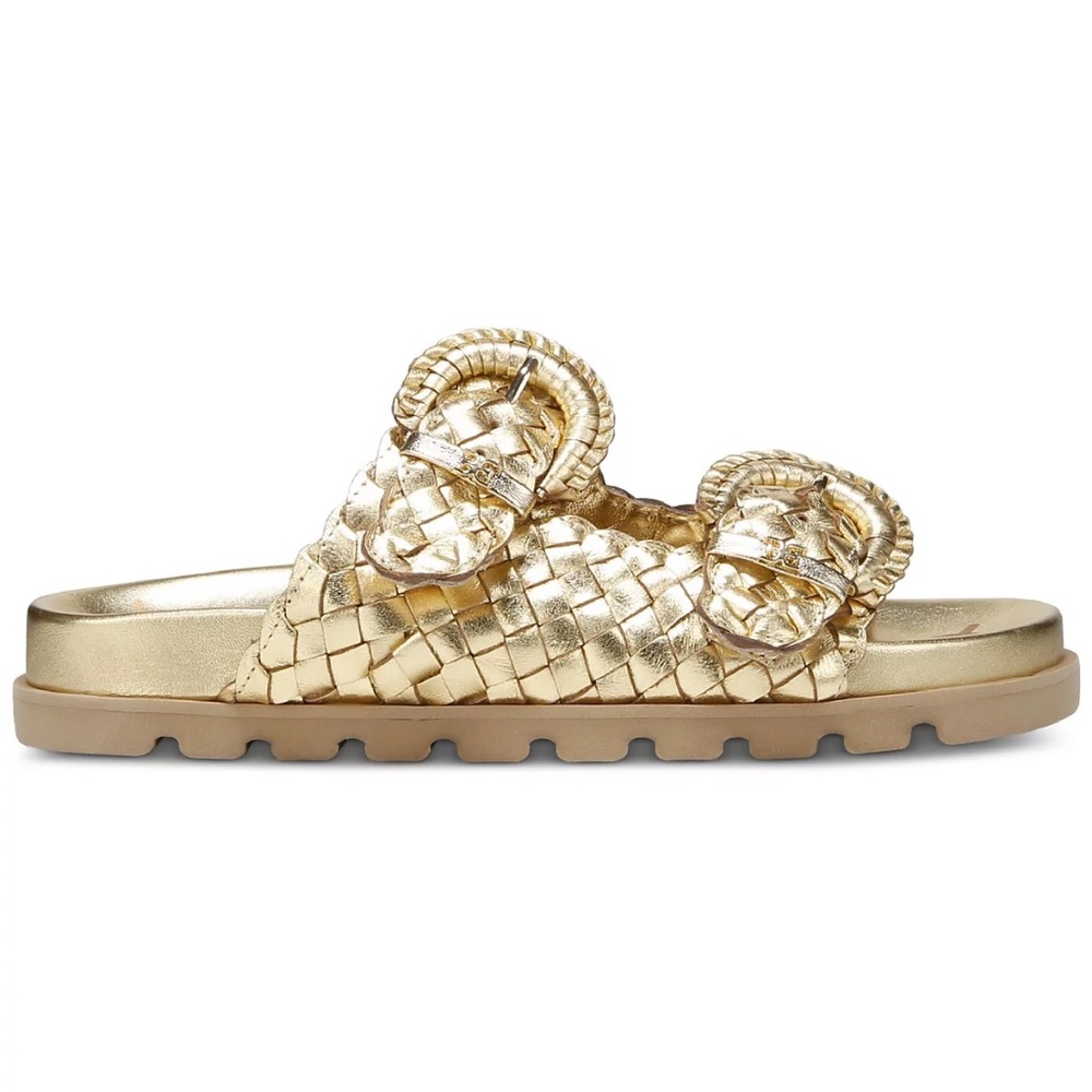 Sam Edelman Tiffanie Slide Footbed Sandal Slide Bright Gold Leather Sz 6.5 NEW - Picture 7 of 9